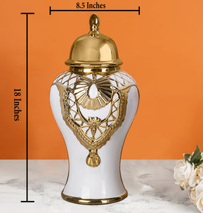 Golden Garland Decorative Ceramic Vase And Showpiece - Big