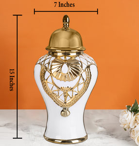 Golden Garland Decorative Ceramic Vase And Showpiece - Medium