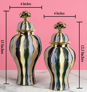 Empire Grace Decorative Ceramic Vase And Showpiece - Pair