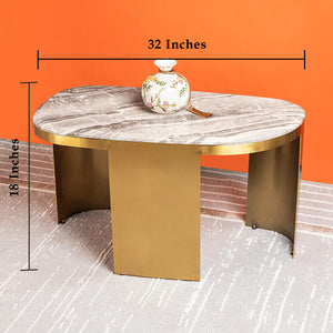 Luxe Lounge Side Table For Living Room (Stainless Steel) - Grey Marble