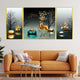 Black & Gold Deer Framed Canvas Wall Art - Set of 3