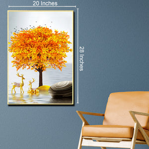 The Golden Glory Framed Canvas Wall Painting (M)