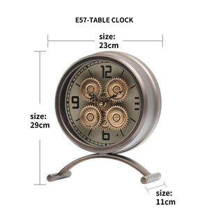 Axis Motion Luxury Designer Table Clock With Moving Gear Mechanism (Steel Body)