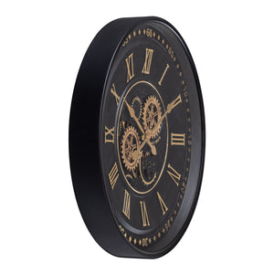 Midnight Dial Luxury Designer  Wall clock With Moving Gear Mechanism (Steel Body)