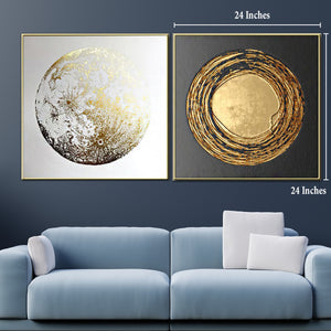 Circular Charm Framed Crystal Glass Painting - Set of 2