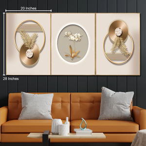 Opulent Feathers of Elegance Canvas Print - Set Of 3