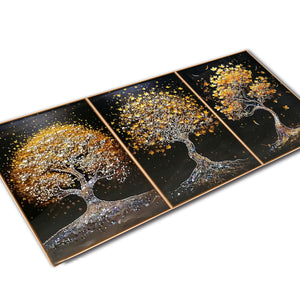 Tree of Life Elegance Crystal Glass Painting - Set Of 3