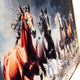 Triumph of The Seven Running Horses Crystal Glass Painting