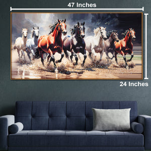 Triumph of The 7 Running Horse Crystal Glass Painting