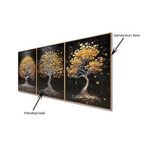 Tree of Life Elegance Crystal Glass Painting - Set Of 3