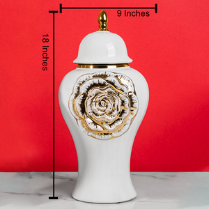 Golden Floral Elegance Ceramic Vase - Big