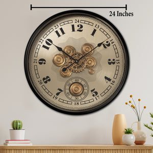 Gears of Time Luxury Designer Wall Clock With Moving Gear Mechanism (Steel Body)