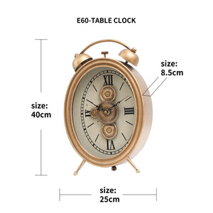 Prime Gear Timepiece Luxury Designer Table Clock With Moving Gear Mechanism (Steel Body)