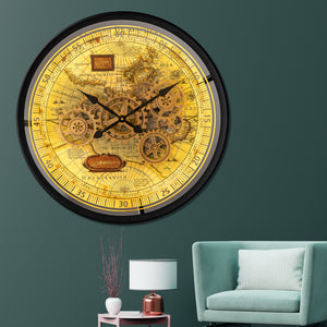 Timeless Tradition Luxury Wall Clock With Moving Gear Mechanism  - Big (Steel Body) (With Light and Remote)