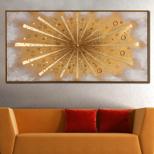 Luminous Fusion Golden Rays 100% Hand Painted Wall Painting for Home