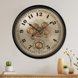 Gears of Time Luxury Designer Wall Clock With Moving Gear Mechanism (Steel Body)