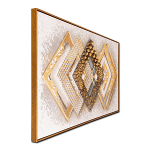 Symmetry in Gold The Geometric Elegance 100% Hand Painted Wall Painting for Home