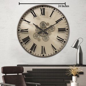 Pulse of Time Luxury Designer Wall Clock With Moving Gear Mechanism (Steel Body)