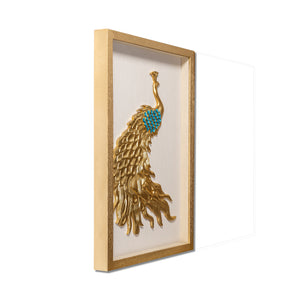 Royal Golden Peacock Shadow Box for Wall Decoration - ( R )