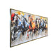 Seven Horses Radiant Run 100% Hand Painted Wall Painting (With outer Floater Frame) - (Big)