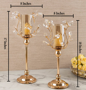 Lustre Leaf Decorative Candle Stand - Set of 2