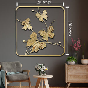 Golden Butterfly Metal Wall Art Panel