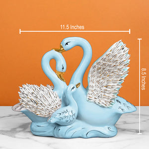 Swan Family Sculpture and Ceramic Decorative showpiece - Blue