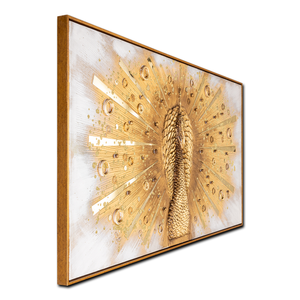 Golden Grace The Peacock in Motion 100% Hand Painted Wall Painting for Home