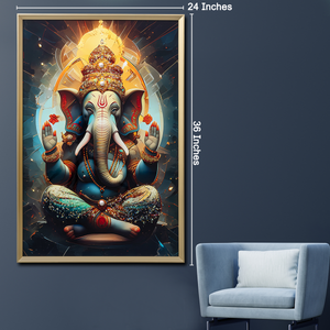 Divine Blessings Ganesh ji Crystal Glass Painting for Wall Decoration