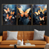 Ethereal Butterfly Wings Crystal Glass Painting - Set Of 3