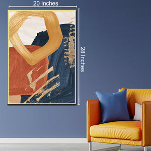 Canberra Navy blue & Gold Scape Framed Canvas Print (M)