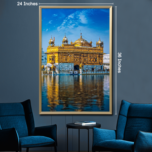 Golden Temple Crystal Glass Painting for Wall Decoration