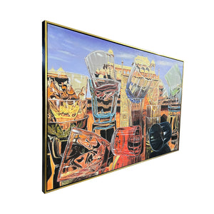 Architectural Illusions 100% Hand Painted Wall Painting(With outer Floater Frame)