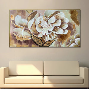 Transcendent Floral Visions Handpainted Wall Painting (With outer Floater Frame)