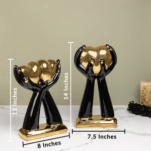 Noir Luxe Home Decoration Showpiece - Set of 2 (Black)