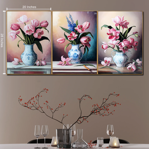Garden Gems Crystal Glass Painting - Set Of 3