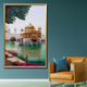 Sacred Reflection Golden Temple Crystal Glass Painting for Wall Decoration