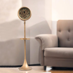 Golden Epoch Luxury Designer Standing Clock With Moving Gear Mechanism (Steel Body)