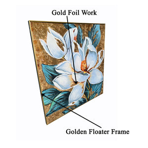 Flower Power Handpainted Wall Painting (With outer Floater Frame)