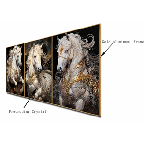 Majestic Equine Symphony Crystal Glass Painting - Set Of 3 (Small)