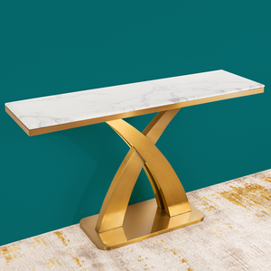 Golden Nexus Console Table (Stainless Steel)