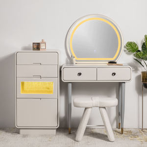 Mystic Meridian  Dressing Table & Vanity Set With Mirror & Poof Chair