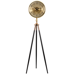 Momentum Dial Tripod Base Luxury Designer Clock With Moving Gear Mechanism