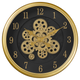 Time Sync Designer Luxury Wall Clock With Moving Gear Mechanism - Gold