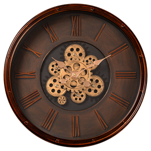 Second Sight Luxury Designer Wall Clock With Moving Gear Mechanism (Bronze)