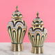 Emerald Crest Elegance Decorative Ceramic Vase And Showpiece - Pair