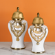 Golden Garland Decorative Ceramic Vase And Showpiece - Pair