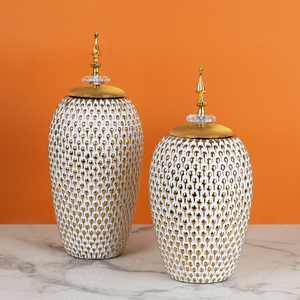 Royal Pattern Decorative Ceramic Vase And Showpiece - Pair