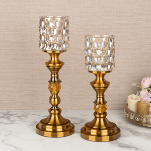 Luminous Aura Decorative Candle Stand - Set of 2