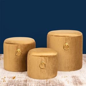 Elegance Essence Storage Ottoman- Set of 3 (Golden)